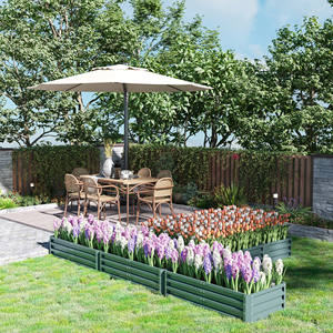 Outsunny Set di Fioriere Rialzate in Acciaio Grandi 2,4 x 2,4 m, Arredo Giardino Contemporaneo per Esterni - Product Image 3