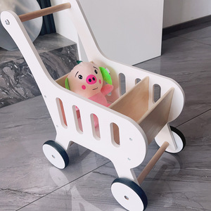 Nouvelle poussette lune en bois blanc de style nordique, jouet éducatif précoce pour enfants, trotteur à pousser à la main, jouets pour enfants, garçons et filles - Product Image 2
