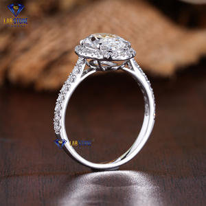 Anillo de oro blanco con diamantes de corte ovalado y redondo TDW 3.028 de Lab-Stone / Moonshine Sparkling Ring/color de la EF-VS - Product Image 5