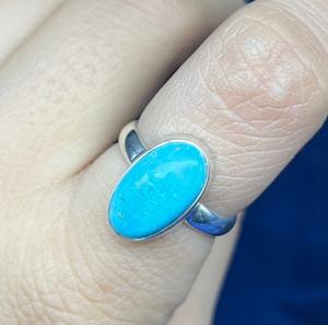 Natural Turquoise and Diamond Stone <b>Ring</b> <b>Boho</b> Style Sterling <b>Silver</b> Statement <b>Ring</b> for Women Casual Wedding Wear - Product Image 1