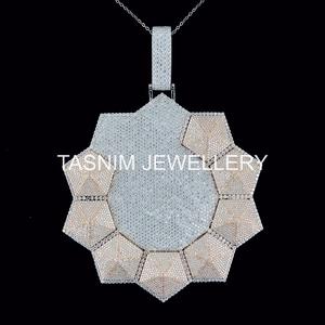 Pendentif Hip Hop Chrétien en Argent Sterling Plaqué Or 10K avec Micro-Incrustation de Moissanite Réaliste Taille Brillant Certifiée GIA - Product Image 4