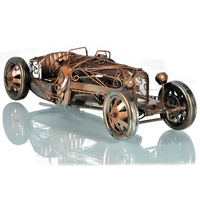 Modellino Auto Bugatti Tipo 35 del 1924, Artigianato Vintage, Telaio Aperto in Ferro, Fatto a Mano, Rustico, Rettangolare, Leggero, Decorazione per la Casa