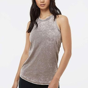 Camiseta sin mangas informal de punto transpirable con logotipo personalizado para mujer, con logotipo frontal, material de poliéster/algodón para entrenamiento y gimnasio. - Product Image 5