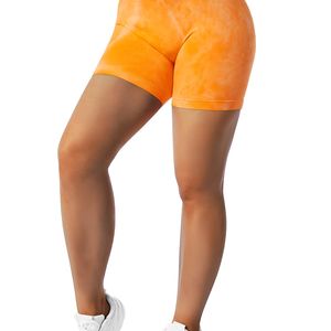 Nouvel arrivage de soutien-gorge à une épaule sans couture tie dye short taille haute leggings froissés aux fesses 3 pièces ensemble yoga à séchage rapide - Product Image 6