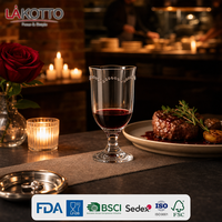 LAKOTTO Gobelet à pied en verre transparent élégant pour hôtels et banquets, 340 ml, avec détail de bordure perlée, verrerie en gros, fabricant OEM