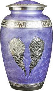 Urne funéraire Purple Angel Wings avec souvenir assorti et sac en velours - Product Image 2