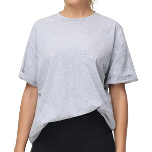Breathable Women's Casual Oversized T-Shirts Summer Crewneck <b>Short</b> <b>Sleeve</b> Workout Drop shoulder Women T shirt - Product Image 4