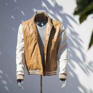 New Custom <b>Leather</b> Bomber <b>Jacket</b> Stand Collar Breathable Windproof Fall Winter High Quality Professional Manufacture - Product Image 1