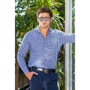 Chemise à carreaux décontractée d'été pour homme NUBIA avec logo personnalisé, coupe classique, col ouvert, 100 % coton popeline, respirante, anti-plis, ODM - Product Image 1