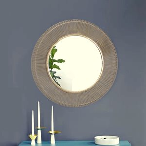 Cadre de miroir mural en métal de conception minimaliste fait à la main moderne métallique en détresse fini avec des motifs géométriques pour le mariage - Product Image 5