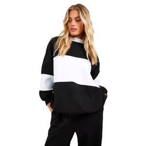 Sudaderas de Cuello Redondo con Logotipo Personalizado Bordado de Alta Calidad, Transpirables, de Moda, de Algodón, Holgadas, Casuales para Mujer - Product Image 1