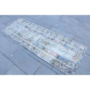 Alfombra Turca, Alfombra Vintage de 2.3x6.4 pies, Alfombra de Lana Azul - Product Image 2