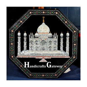 Estilo moderno diseño Tajmahal forma octogonal mesa de comedor de mármol negro hecho a mano de lujo con exquisito trabajo de incrustaciones para el hogar - Product Image 1