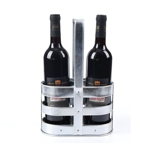 Casier à vin en métal de qualité pour l'exportation Ustensiles de cuisine couleur argent 2 porte-bouteilles de champagne Étagère décorative au design créatif - Product Image 1