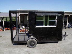 Remorque alimentaire mobile commerciale noire 7x12 à vendre, remorque de service alimentaire avec véranda, prix avantageux - Product Image 5