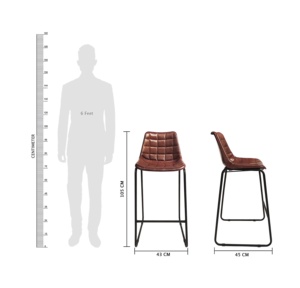 Modern Furniture Tan Brown and <b>Black</b> Metal Frame <b>Bar</b> <b>Stool</b> with Square Tufted PU Leather Seat Restaurant & Cafe <b>Bar</b> Chair - Product Image 4
