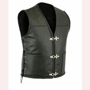 <b>Men</b> Leather <b>Vests</b> Casual <b>Vests</b> Genuine Leather Made in <b>Black</b> Color Pocket Style Classic Style Breathable <b>Men</b> Leather <b>Vests</b> - Product Image 1
