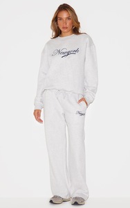 Conjunto de chándal bordado de 2 piezas gris ceniza de calidad superior para mujer Conjunto de chándal y Jogger de 2 piezas de longitud completa para mujer - Product Image 6