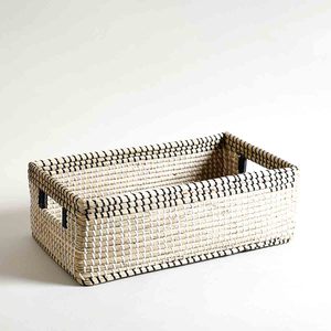 Panier de rangement multi-tons en jonc de mer tissé à la main écologique avec poignée, parfait pour organiser et ajouter du style - Product Image 2