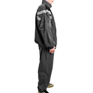 Logo personnalisé 2025 imprimé couleur bloc coupe-vent survêtements 100% coton matériel confortable vêtements de sport 2 pièces ensemble hommes hiver - Product Image 3