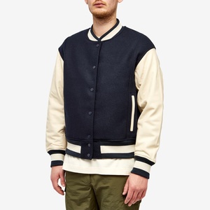 Veste d'hiver réversible à la mode pour hommes, col montant, cuir tissé surdimensionné, design, college, veste de baseball pour hommes - Product Image 5