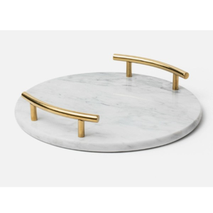 Bandeja de servicio de mármol redonda blanca moderna para repostería, tapas, postres, accesorio de cocina para servir en la mesa, artículo decorativo - Product Image 1