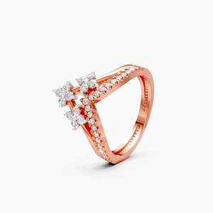 Anillo de declaración con corona de diamantes cultivados en laboratorio Tiara de 0.44 ct, redondos, en oro amarillo, blanco y rosa de 9 quilates. - Product Image 1
