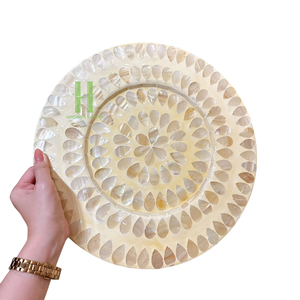 Modern Bohemian Eco-Friendly Mother of Pearl Bamboo <b>Round</b> <b>Placemats</b> for Dinner and Party Decor From Vietnam - Product Image 1