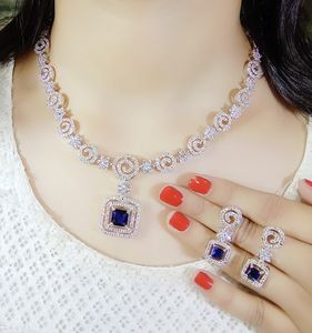 Ensemble de collier AD fait à la main luxueux avec boucles d'oreilles bijoux Anti-ternissement Collection de bijoux de mariée 2025 produit en vrac - Product Image 2