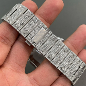 Unbeatable Quality <b>Fashion</b> Business Glass Waterproof Stainless Steel Iced Moissanite Diamond VVS Clarity Studded Analog Watch - Product Image 2