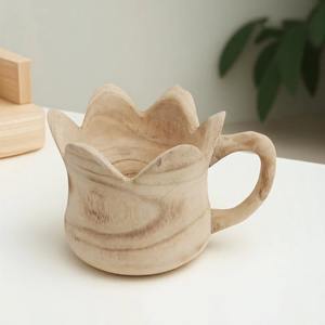 ถ้วยไม้สไตล์ถ้วยตกแต่งพร้อมที่จับรูปทรงถ้วยแบบชนบทสำหรับตกแต่งโต๊ะกระถางต้นไม้อเนกประสงค์เน้นเสียง - Product Image 1