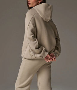 Haute qualité 2 pièces femmes jogging ensemble 100% coton lourd 500GSM coupe ample goutte épaule hiver tenue décontracté femmes survêtement ensemble - Product Image 5