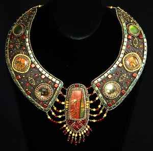 Collares de bufanda de cuentas de semillas con bordado de cuentas de semillas de colores Collar de bufanda de cuentas de semillas elegante con patrones de bordado únicos - Product Image 1