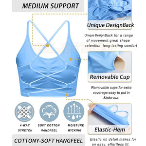 Soutien-gorge de sport pour femmes sur mesure, grande taille, respirant, avec logo sur le devant, maintien élevé, matière en élasthanne/nylon, en stock - Product Image 3