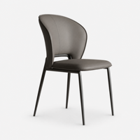 Chaises de salle à manger minimalistes contemporaines de style italien en métal et cuir, design haut de gamme pour la maison, l'hôtel et la salle de bain