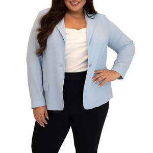 Blazer Mare Pour Toi Azzurro con Nucleo Intrecciato, Taglia 22W, Decorazione con Bottoni e Ricami, Motivo Tinta Unita e Stampato - Product Image 4