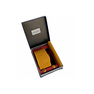 Set di Accessori alla Moda: Cravatta, Fazzoletto da Taschino e Gemelli in Finta Pelle Scamosciata Giallo Senape, Confezionato in Scatola Regalo - Product Image 2