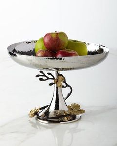 Cuenco Decorativo de Metal con Base, Bandeja de Servir Martillada, Pedestal Floral, Cuenco para Frutas para Decoración de Mesa de Bodas y Fiestas - Product Image 2