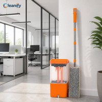 Ensemble serpillière et seau à pression couleur personnalisée, 5 couleurs disponibles, serpillière plate avec essorage intégré, manche en acier inoxydable, réutilisable, vente en gros, OEM, ODM