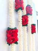 Rangkaian Bunga Buatan Mogra Ranunculus untuk Latar Panggung, Garland Melati, Dekorasi Pernikahan India, Dekorasi Haldi Mehndi Sangeet