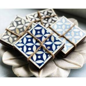 Hand-finished Classic Natural Bone Inlay Square Coasters Durable Eco-Friendly <b>Table</b> <b>Mats</b> & Pads for Hotel Restaurant Home Use - Product Image 3