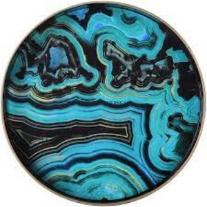 Émail de designer attrayant de couleur verte et or fini plateau de service de forme ronde en métal de qualité supérieure à un prix compétitif - Product Image 5