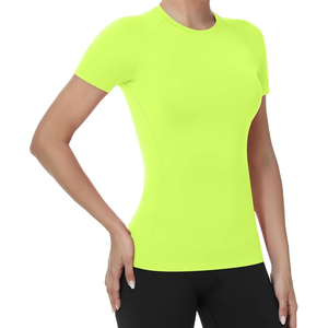 Women's <b>Neon</b> Green Short Sleeve Crew Neck T-Shirt Slim Fit Quick Dry Sporty Knitted Polyester Spring Summer Workout <b>Top</b> - Product Image 3