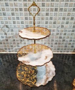 SHOWCASE RELATED DISPLAY HANDMADE DIY 3 Tier Round Shape Fruit Tray Epoxy <b>Mold</b> Tea Tray Table <b>Silicone</b> <b>Mold</b> for Resin Arts - Product Image 6