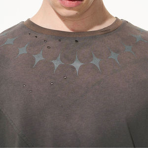 T-shirt vintage streetwear d'été pour homme du fabricant, 100 % coton peigné, écologique, avec logo personnalisé, manches courtes effet vieilli - Product Image 3