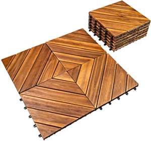 Dalles de sol en bois d'acacia contemporaines, imperméables, antidérapantes, à emboîtement, pour usage extérieur - Product Image 5