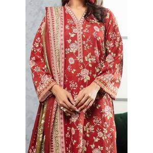 Conjunto de Vestido Pakistaní de 3 Piezas en Algodón Khaddar WNS-52095, Anarkali Salwar Kameez Pintado a Mano con Dupatta para Festivales, Ropa Étnica - Product Image 5