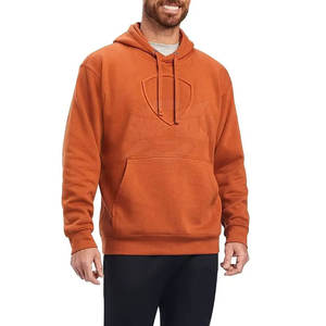 Sudaderas con capucha en relieve para hombre de alta calidad, logotipo impreso personalizado, Material transpirable de secado rápido, patrón sólido, cuello con capucha para invierno - Product Image 1