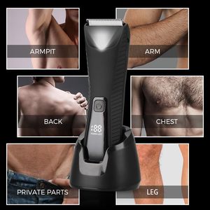 Tondeuse Électrique Étanche pour Hommes, pour les Poils du Corps et de la Zone Intime, avec Lames Céramiques Doubles Remplaçables pour le Rasage Pubien - Product Image 3