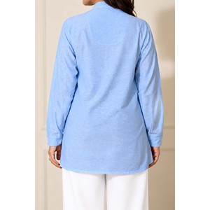 Mehrzadi Jahanara Blusa de Punto Holgada para Mujer, Azul, con Bordado Floral, Estilo Bohemio Casual de Primavera, Talla XL - Product Image 6